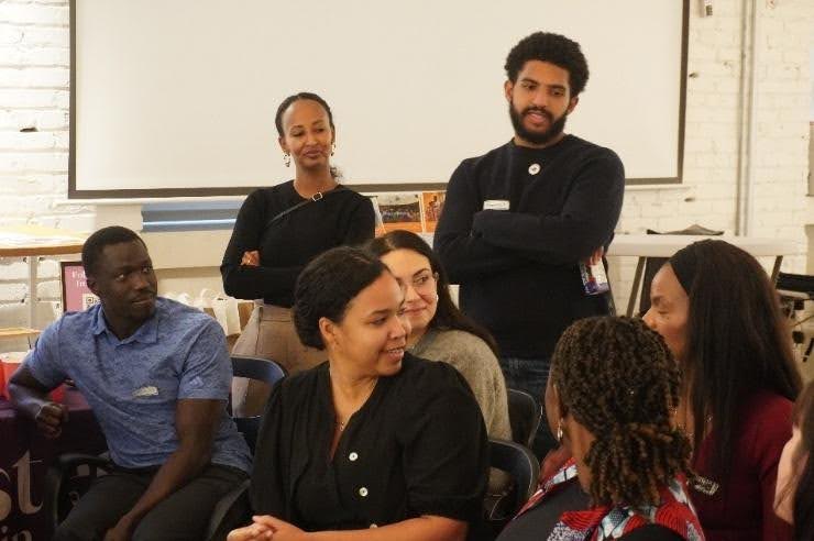 Photo of group discussions and Q&A